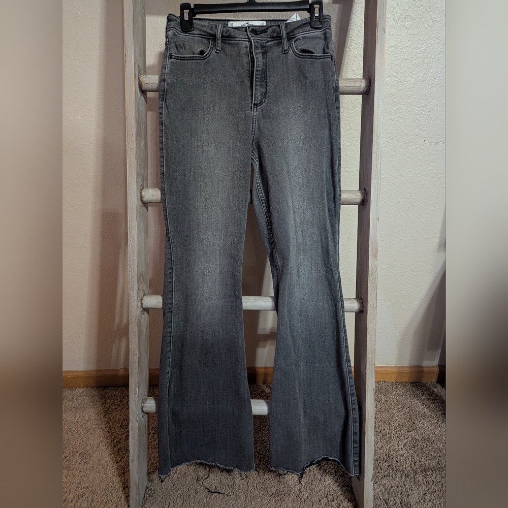 Hollister Gray Flare Wide Leg Jeans